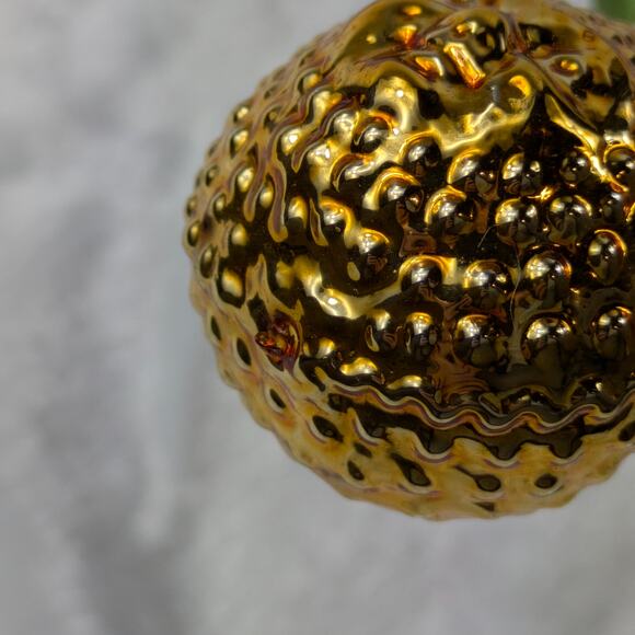 Pear Face Mercury Christmas Ornament Gold Textured Antique Germany Hand Blown - Picture 7 of 9